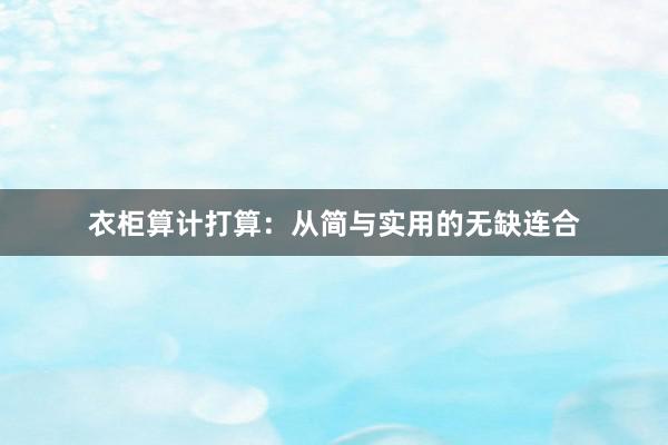 衣柜算计打算：从简与实用的无缺连合
